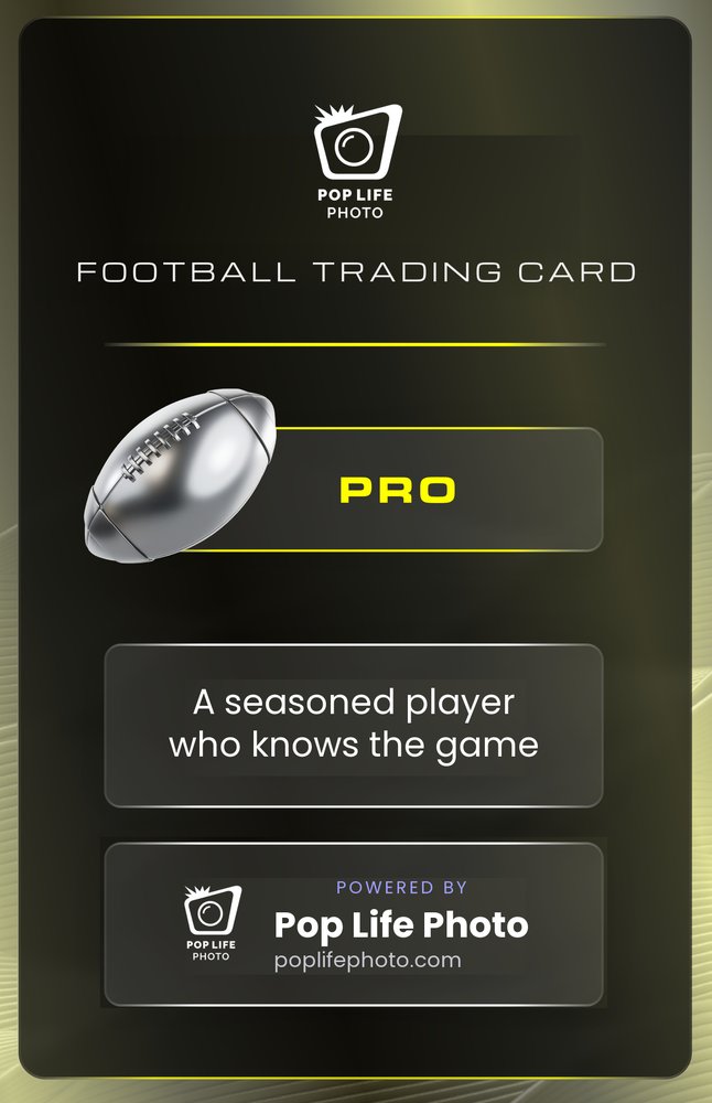 Football Trading Card sample, back: the tier badge and a one-line legend